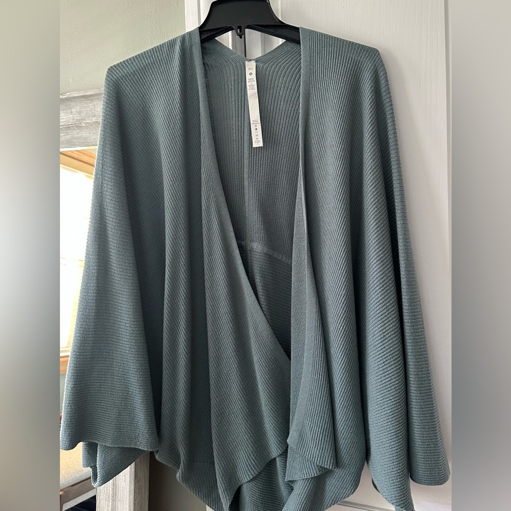 LULULEMON Cashlu Knit Wrap teal green Sz XS/S